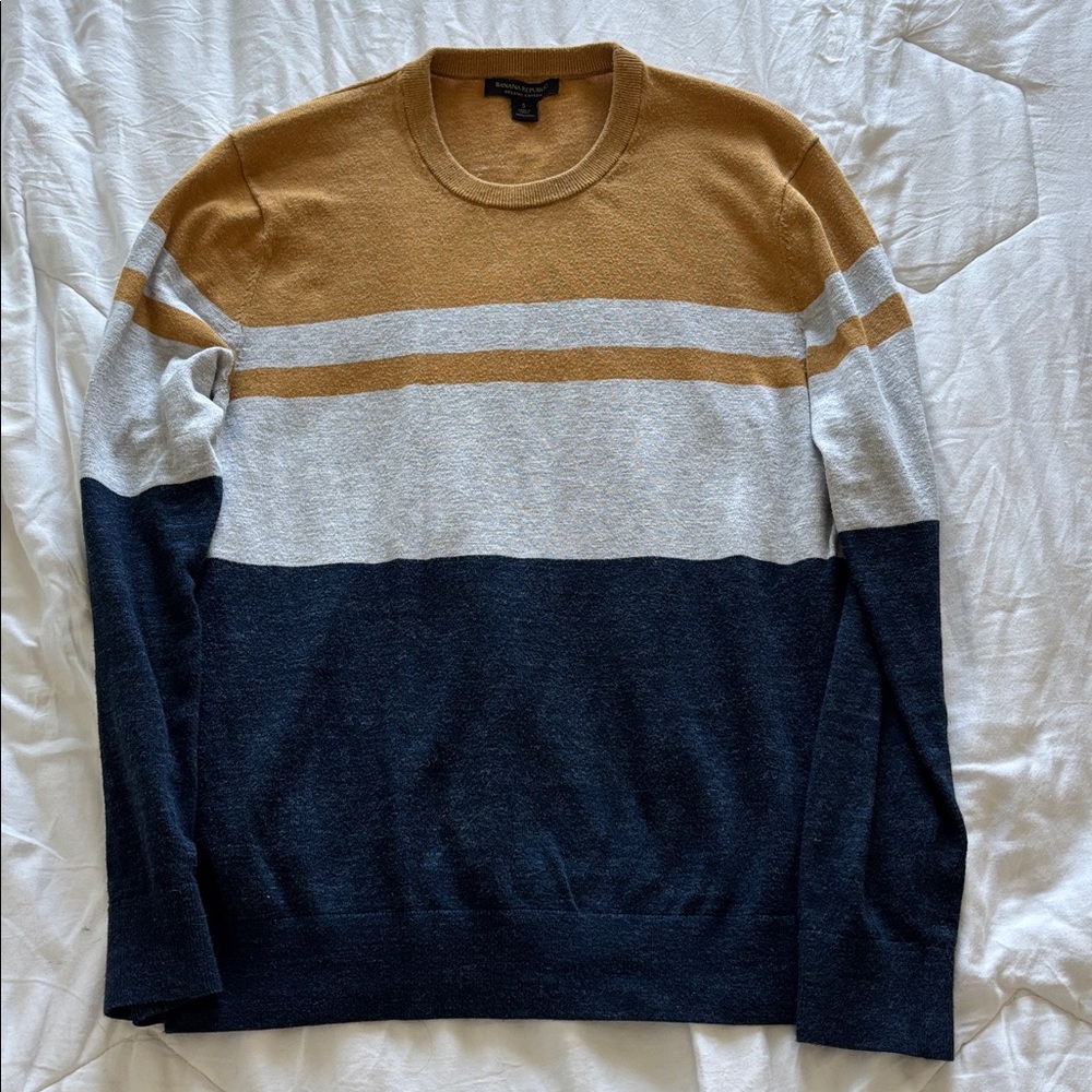Banana Republic Mustard & Navy Organic Cotton Sweater